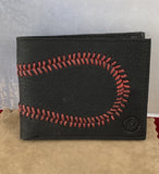 Genuine Baseball Wallet Made Real Baseball Glove Leather with 108 Baseball Red Stitches