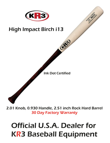 KR3 Hi-Impact Birch Baseball Bat HIB-i13 33, 33.5 & 34 inch Ink Dot 925/2.510